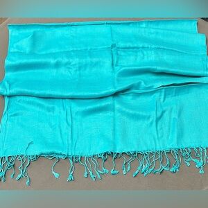 New J Francis Teal 100% Viscose Scarf Made In India 68x24”